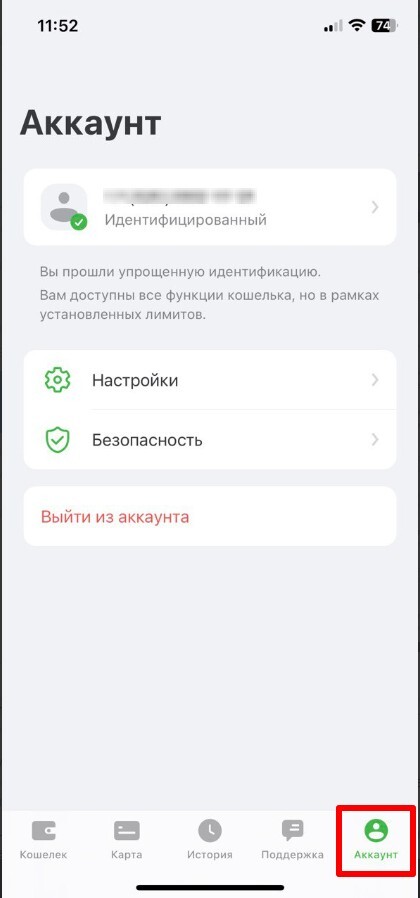 Меню «Аккаунт» в приложении ЕЦУПИС, Варианты полной идентификации, Варианты полной идентификации